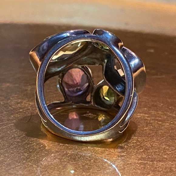 FINAL PRICE Chunky Indonesian Sterling Silver multi gem ring 7.5, stunning! - Picture 6 of 15